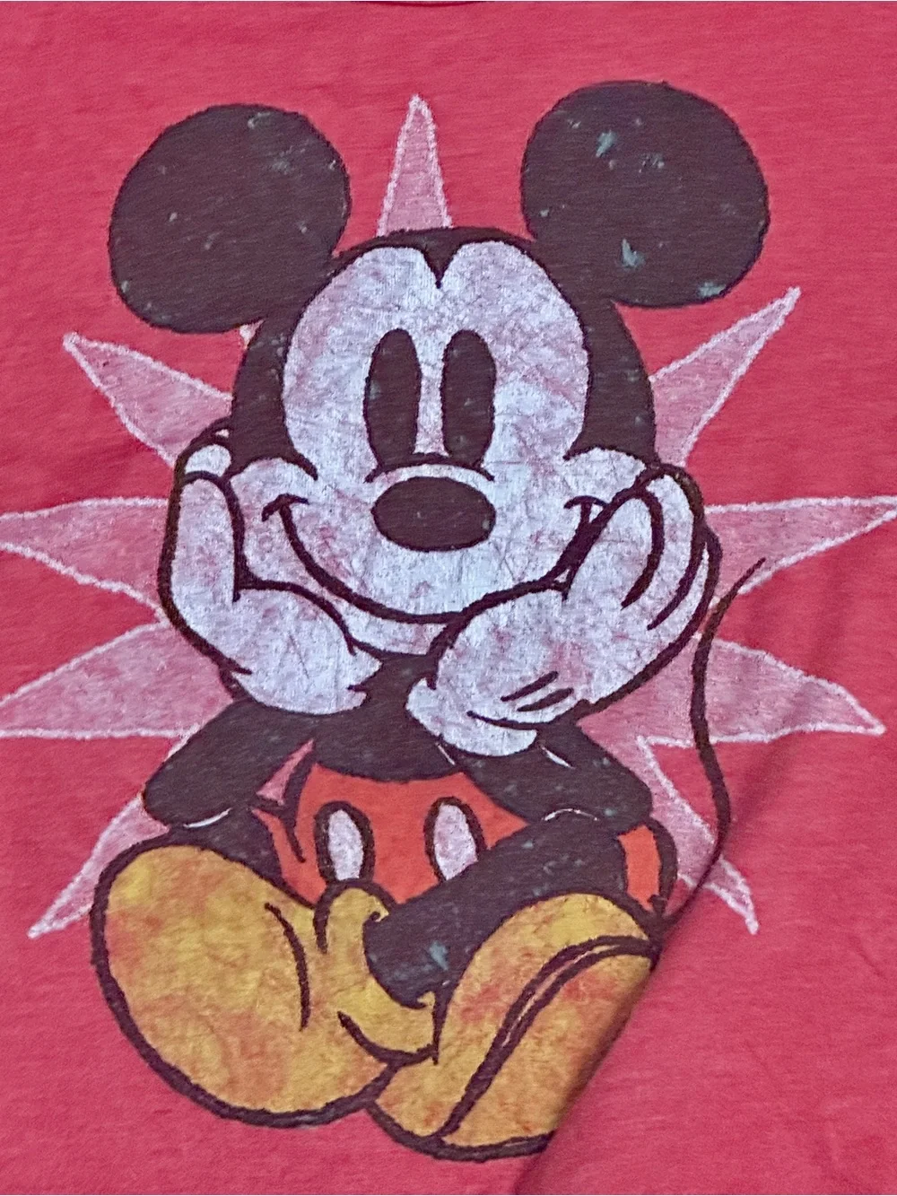 Disney Pink-Red Mickey Mouse Short Sleeve Tee
